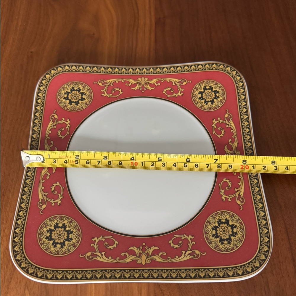 VERSACE BY ROSENTHAL MEDUSA Red Square Plate - Picture 5 of 5